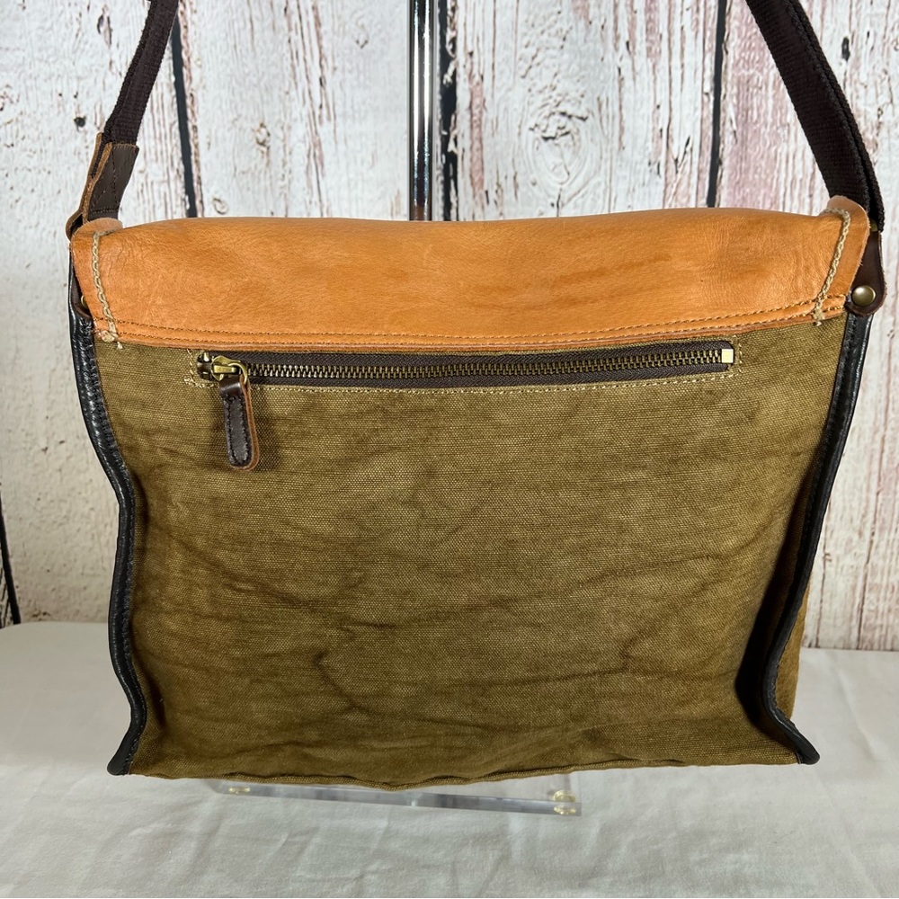 TSD Brand Birch Canvas Leather Distressed Messenger Briefcase Bag Satchel - Picture 4 of 15